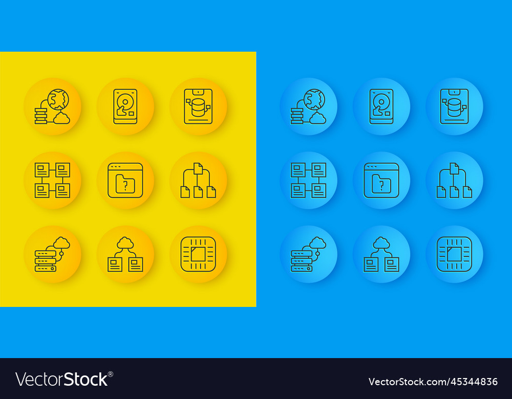 Set line network cloud connection hierarchy vector image Set line network cloud connection hierarchy