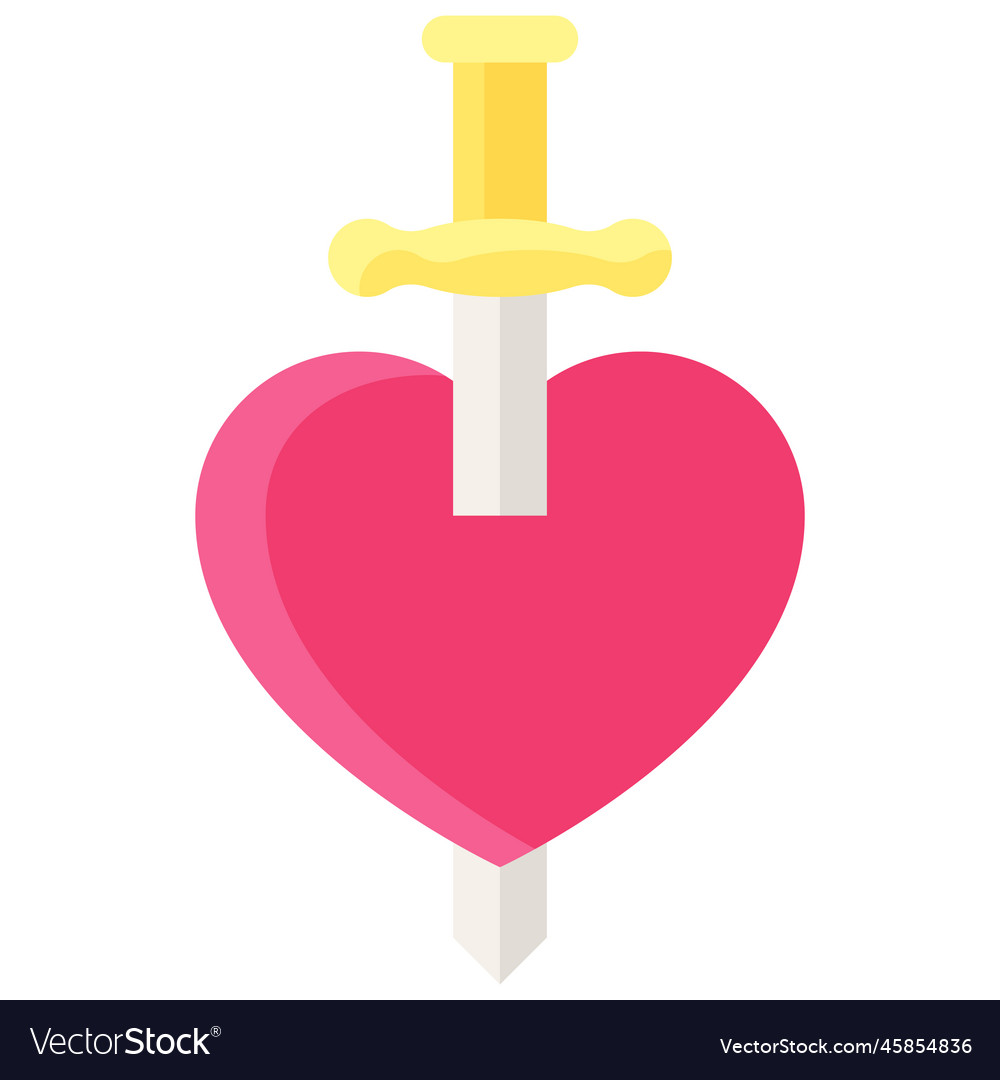 Sword piercing heart icon love and heart Vector Image