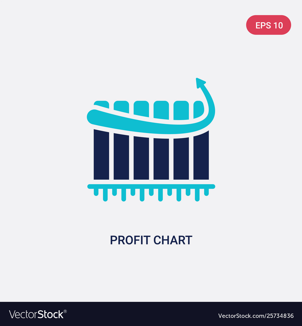 Two color profit chart icon from business concept