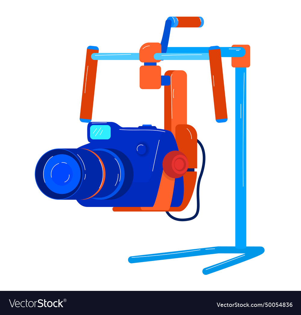 Vibrant dslr camera on gimbal stabilizer equipment