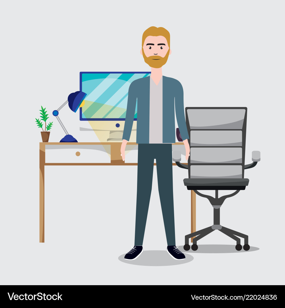 Worker inside office Royalty Free Vector Image