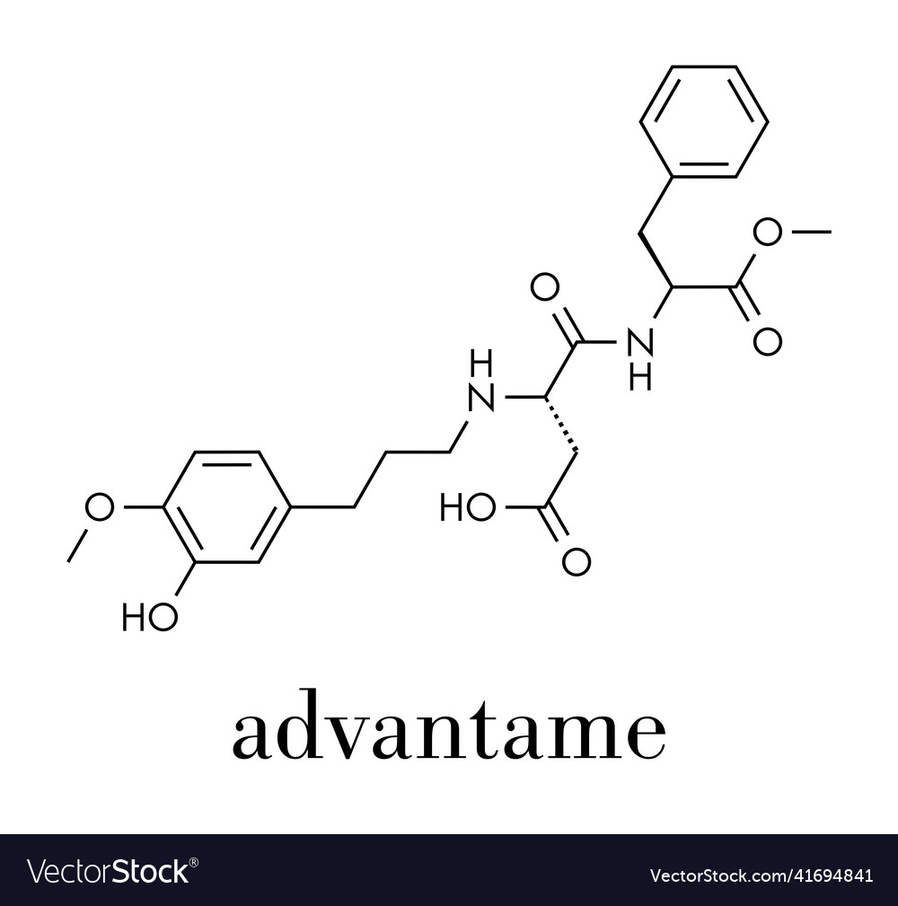 Advantame e969 sugar substitute molecule skeletal