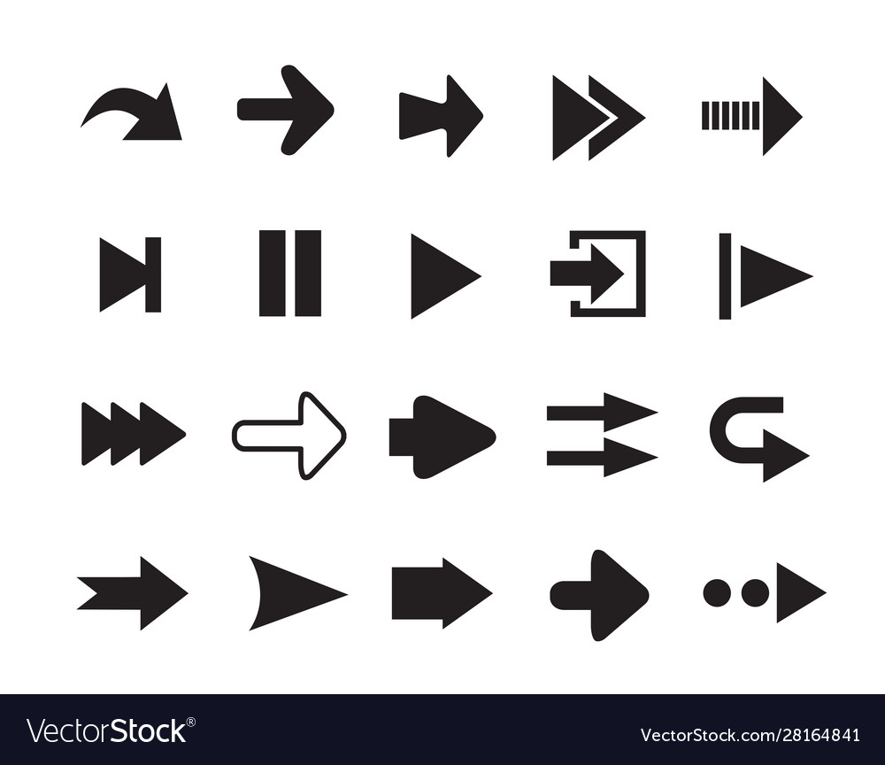 Arrows icons set silhouettes Royalty Free Vector Image