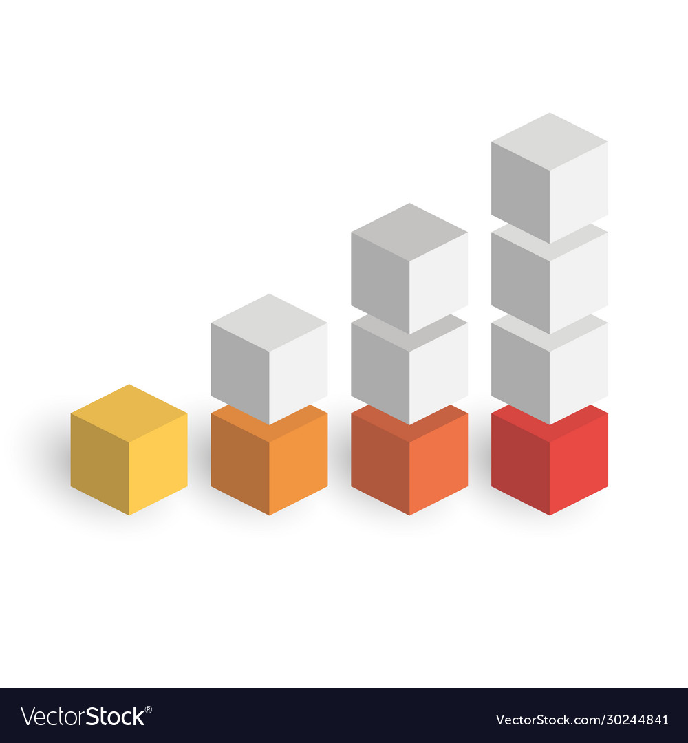 Bar chart 4 growing columns 3d isometric vector image Bar chart 4 growing columns 3d isometric