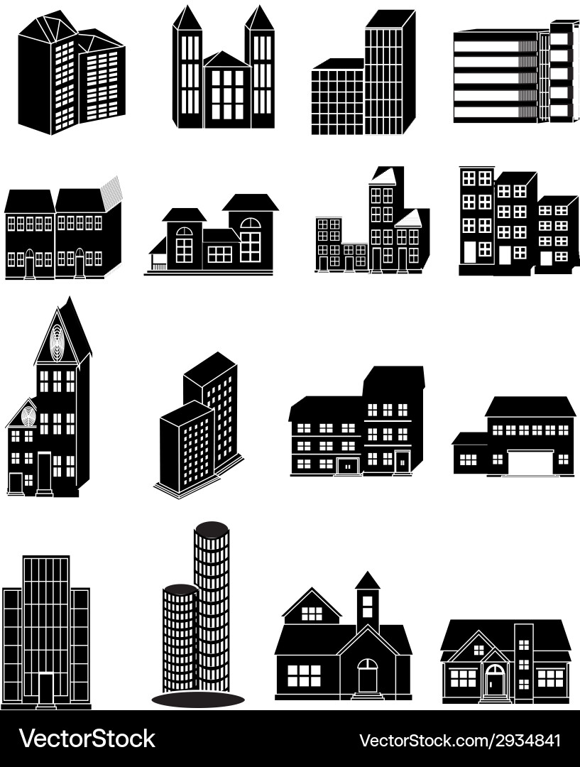 Building icons set Royalty Free Vector Image - VectorStock
