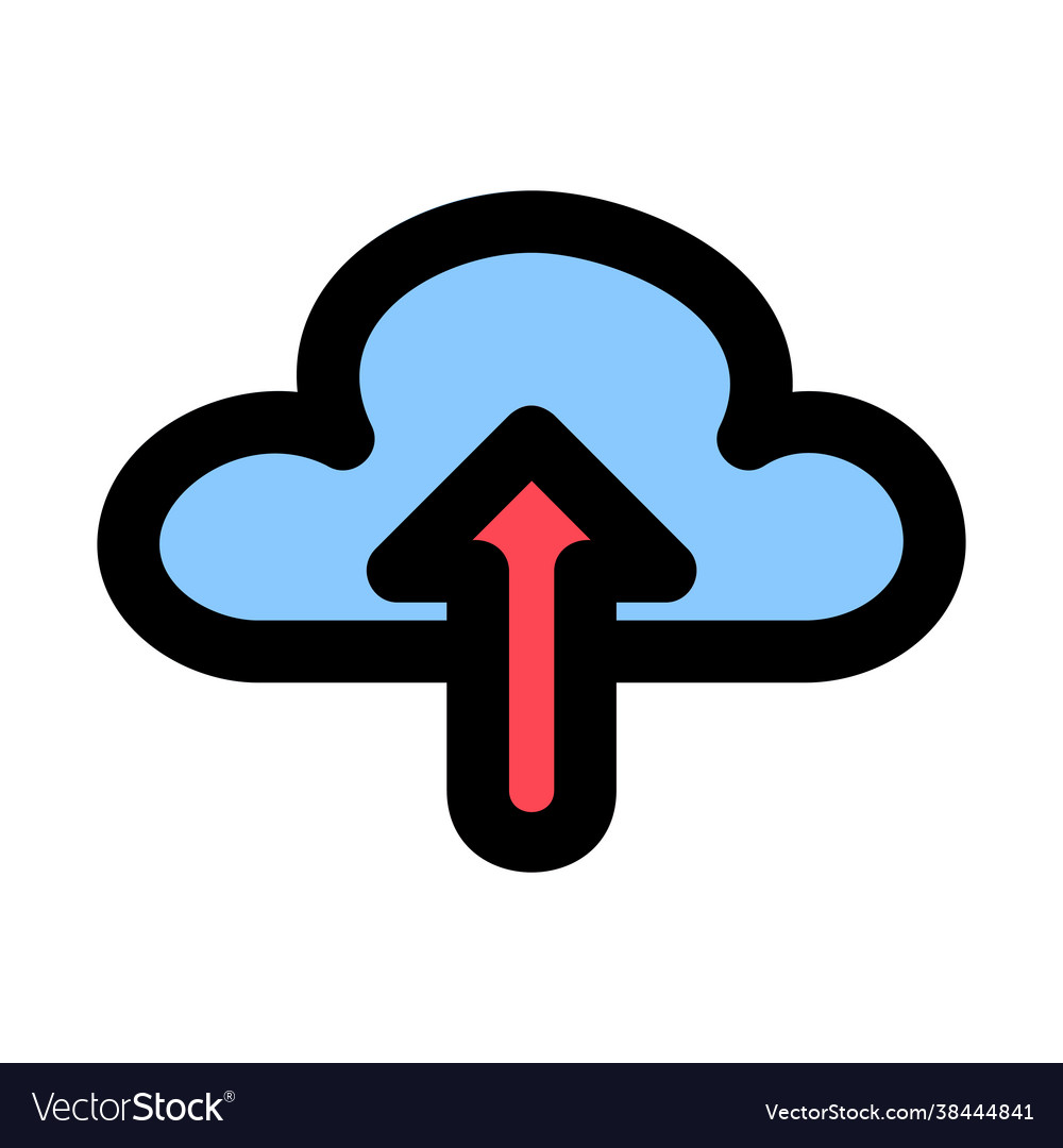 Cloud upload icon in filled line style for any vector image Cloud upload icon in filled line style for any