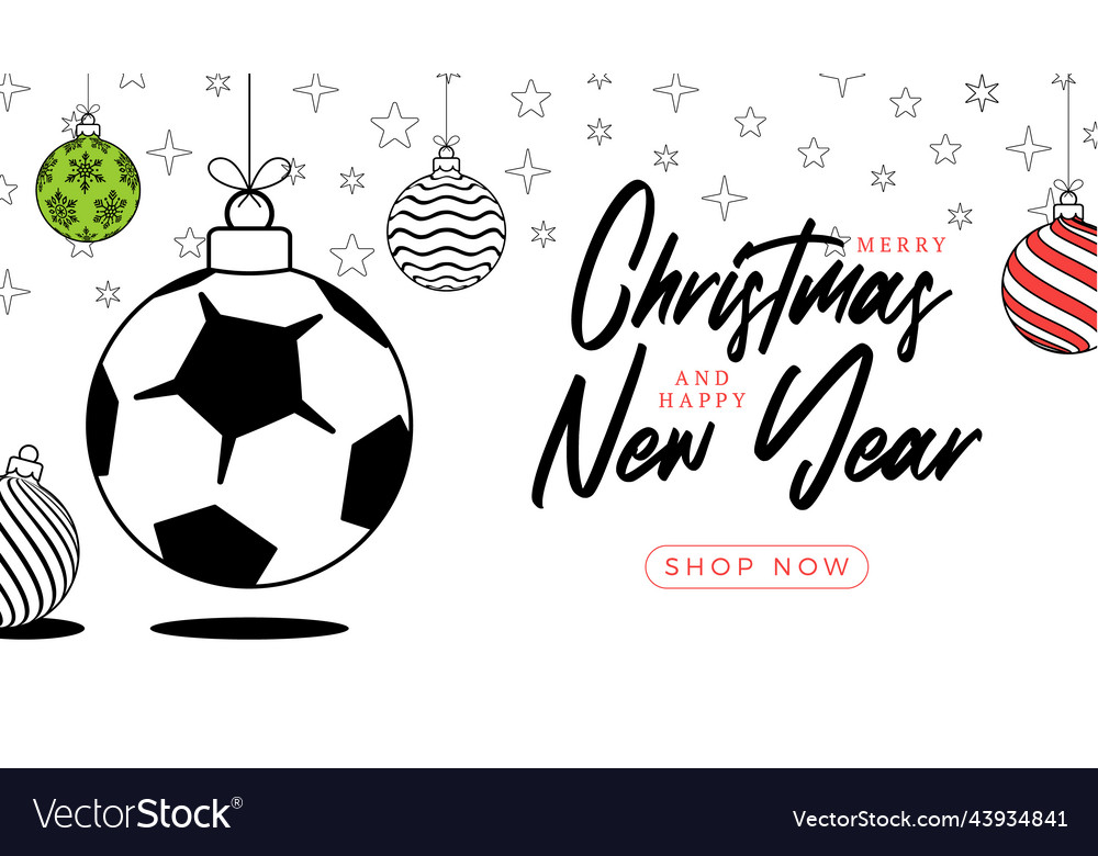 Football christmas greeting card in trendy line