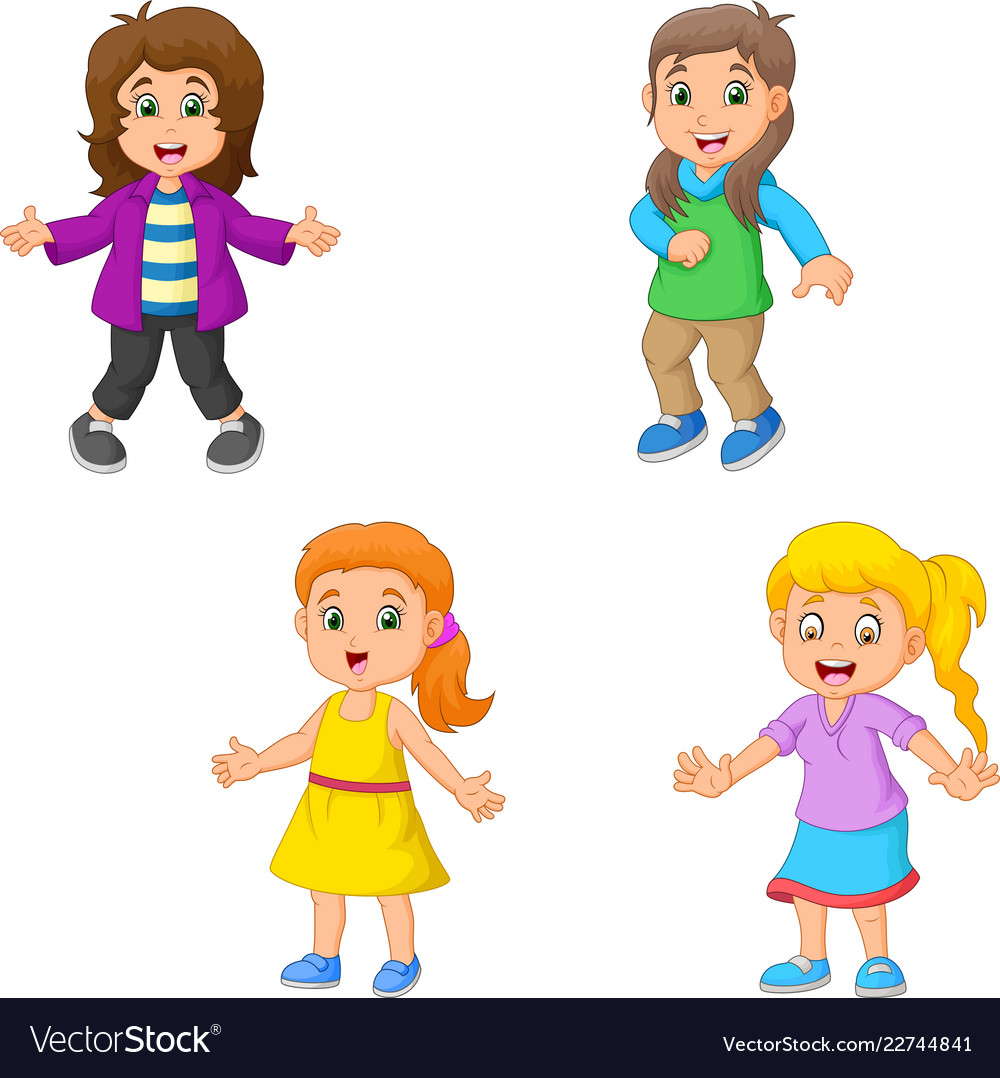 Girl cartoon collection set Royalty Free Vector Image