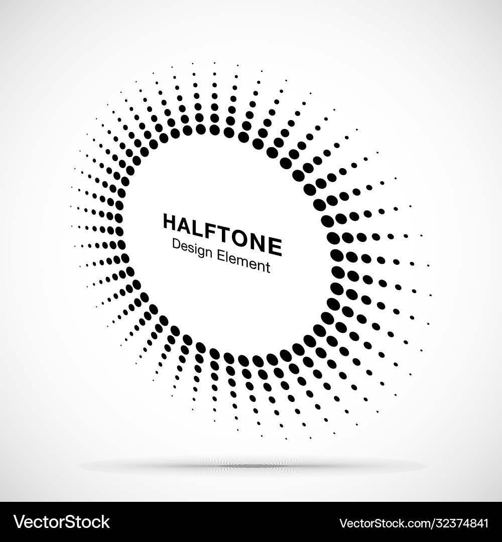 Halftone circle dots logo perspective frame Vector Image