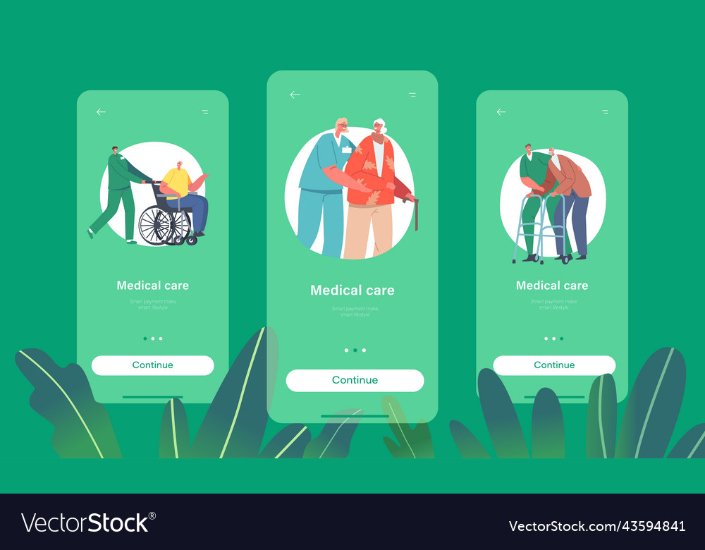 Medical care mobile app page onboard screen