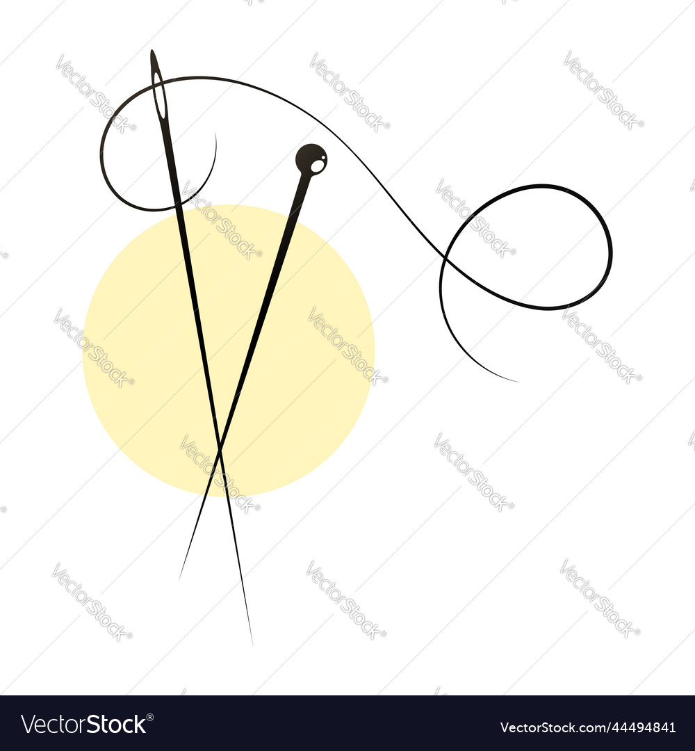 Needle and thread beautiful symbol for cutting Vector Image