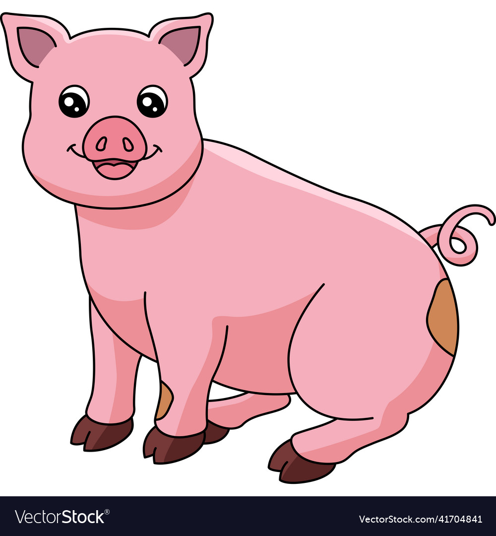 Pig cartoon colored clipart Royalty Free Vector Image