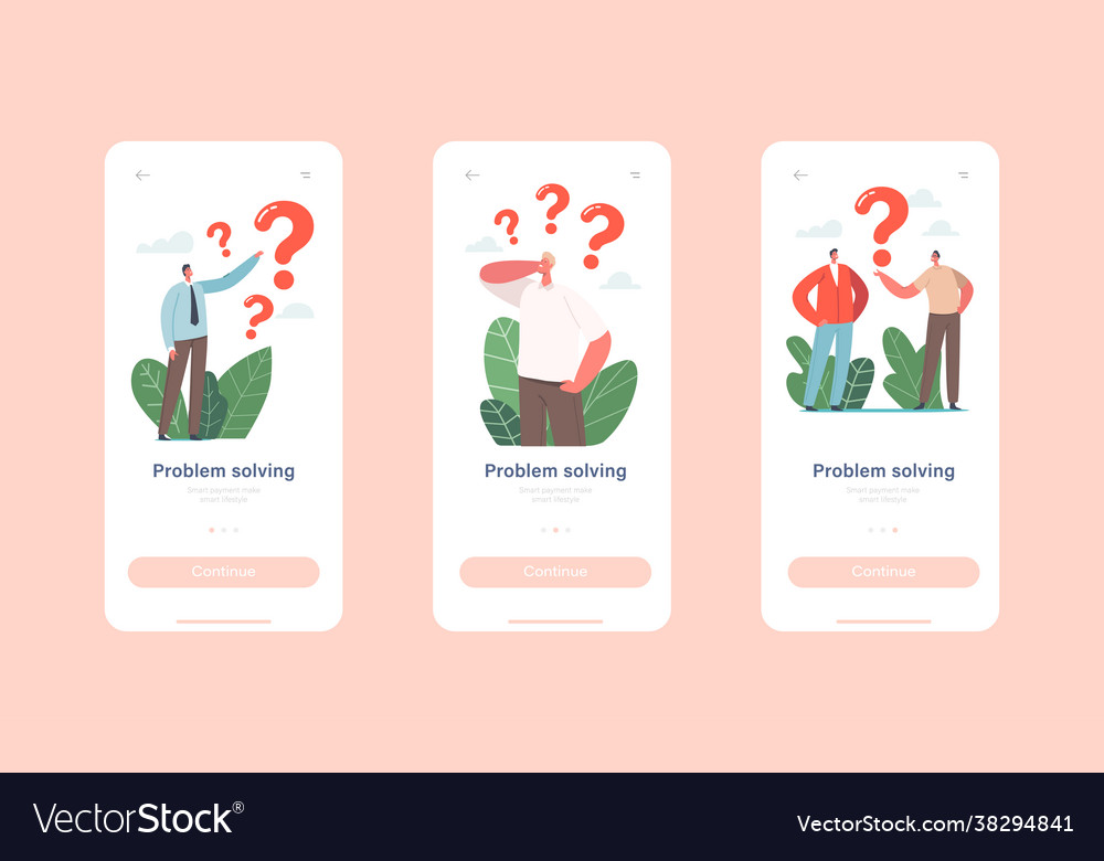 Problem solving mobile app page onboard screen vector image Problem solving mobile app page onboard screen