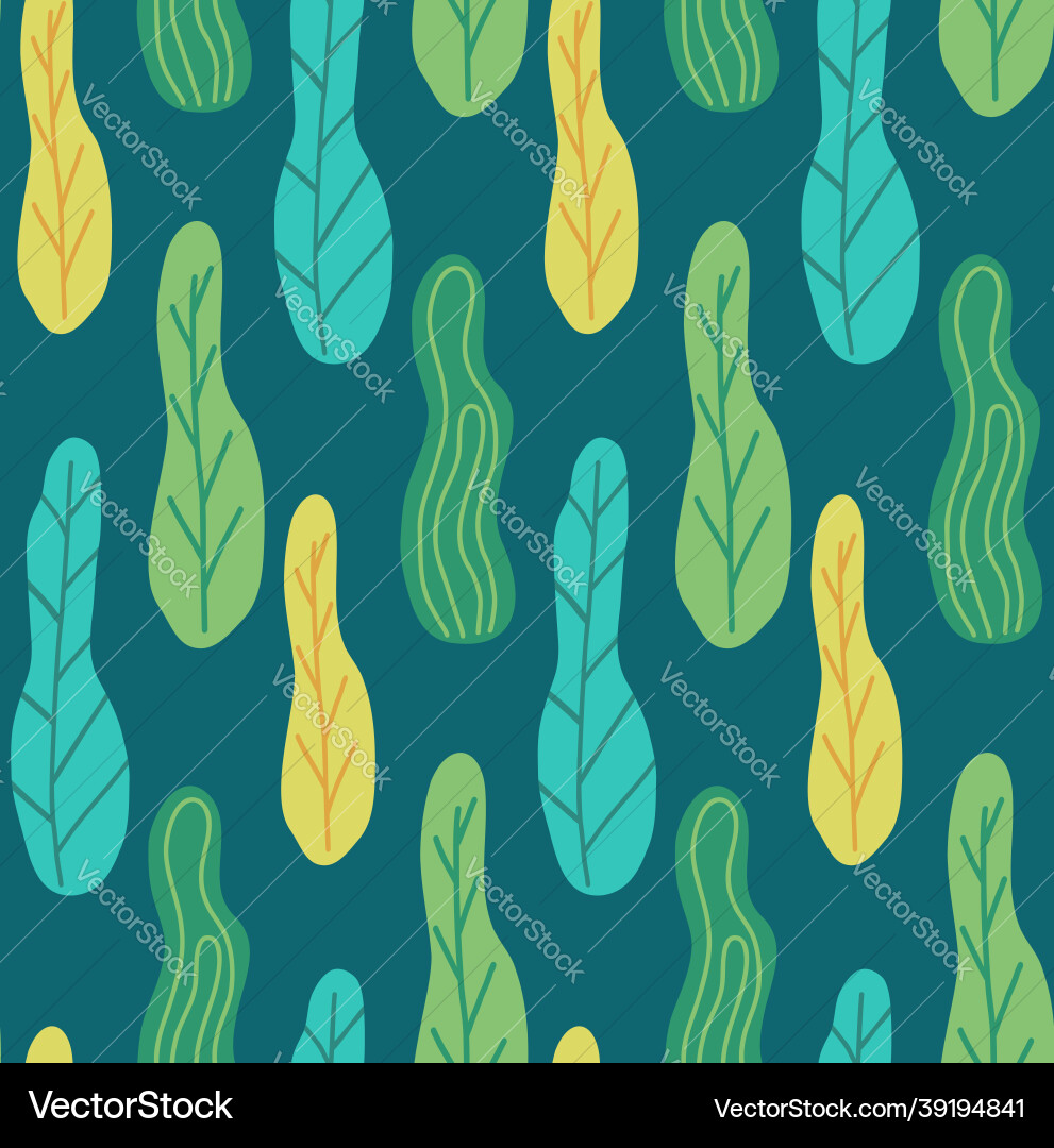 Seamless pattern with abstract leaves doodle Vector Image