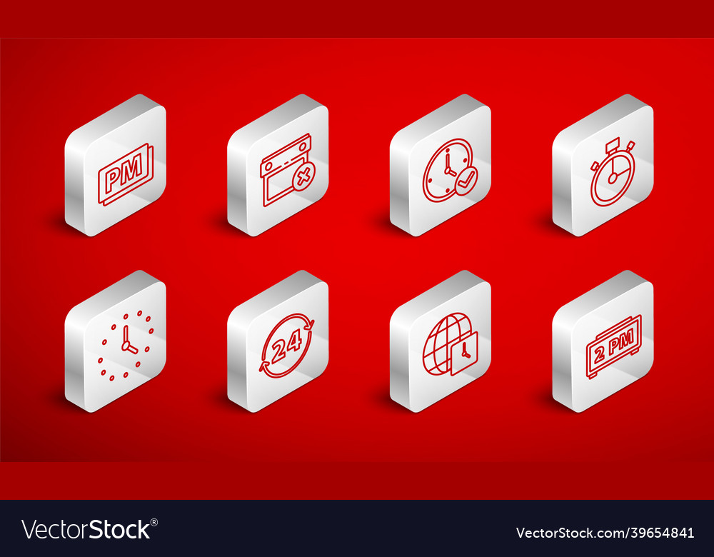 Set line digital alarm clock calendar date delete vector image Set line digital alarm clock calendar date delete