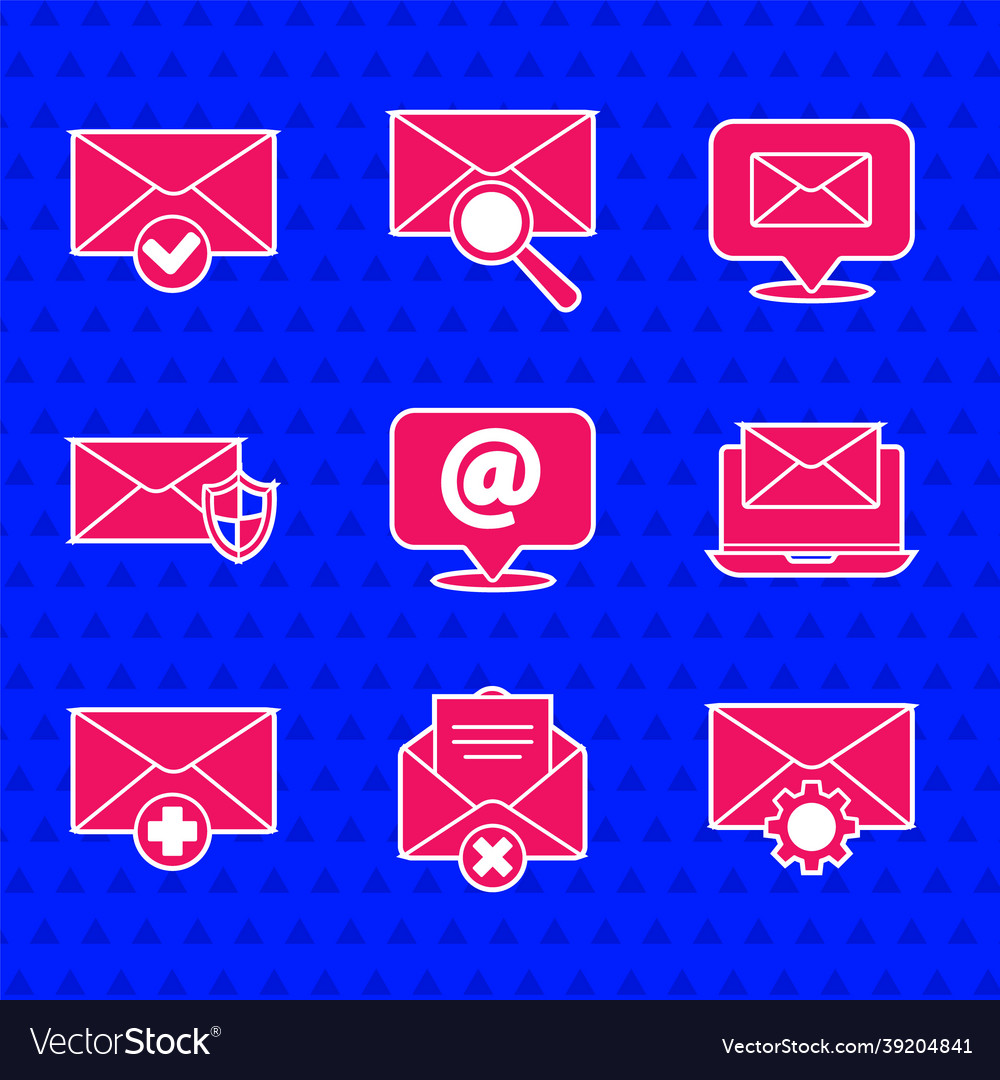 Set mail and e-mail on speech bubble delete vector image Set mail and e-mail on speech bubble delete