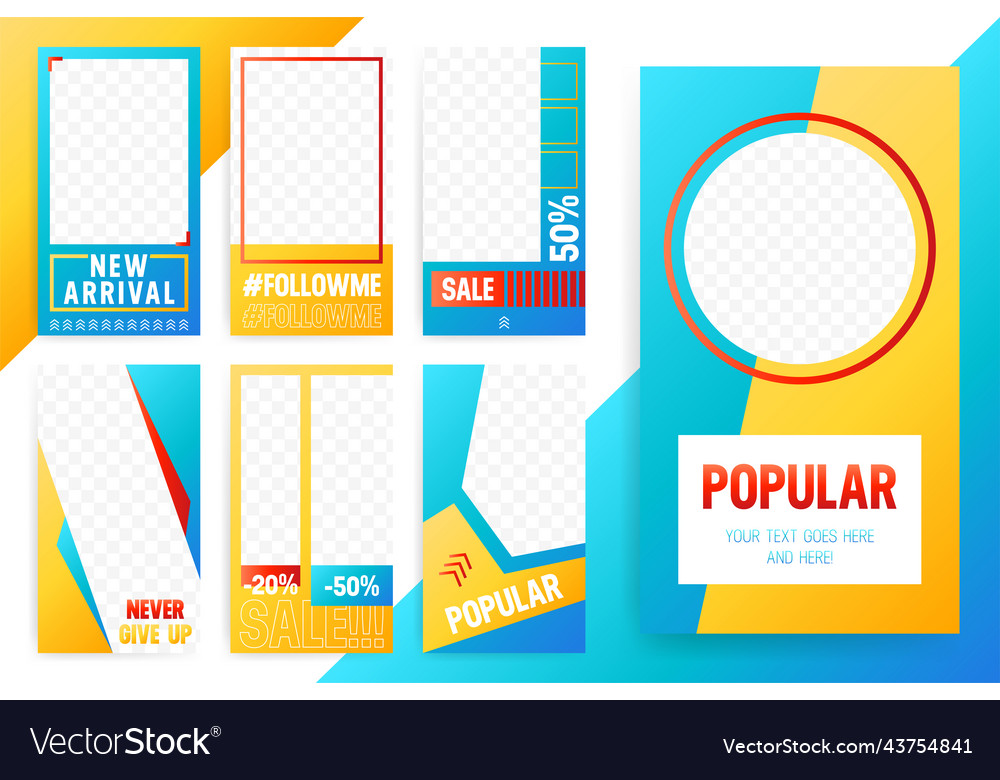 Set von 7 hellen bearbeitbaren Vorlage für Geschichten vector image Set von 7 hellen bearbeitbaren Vorlage für Geschichten