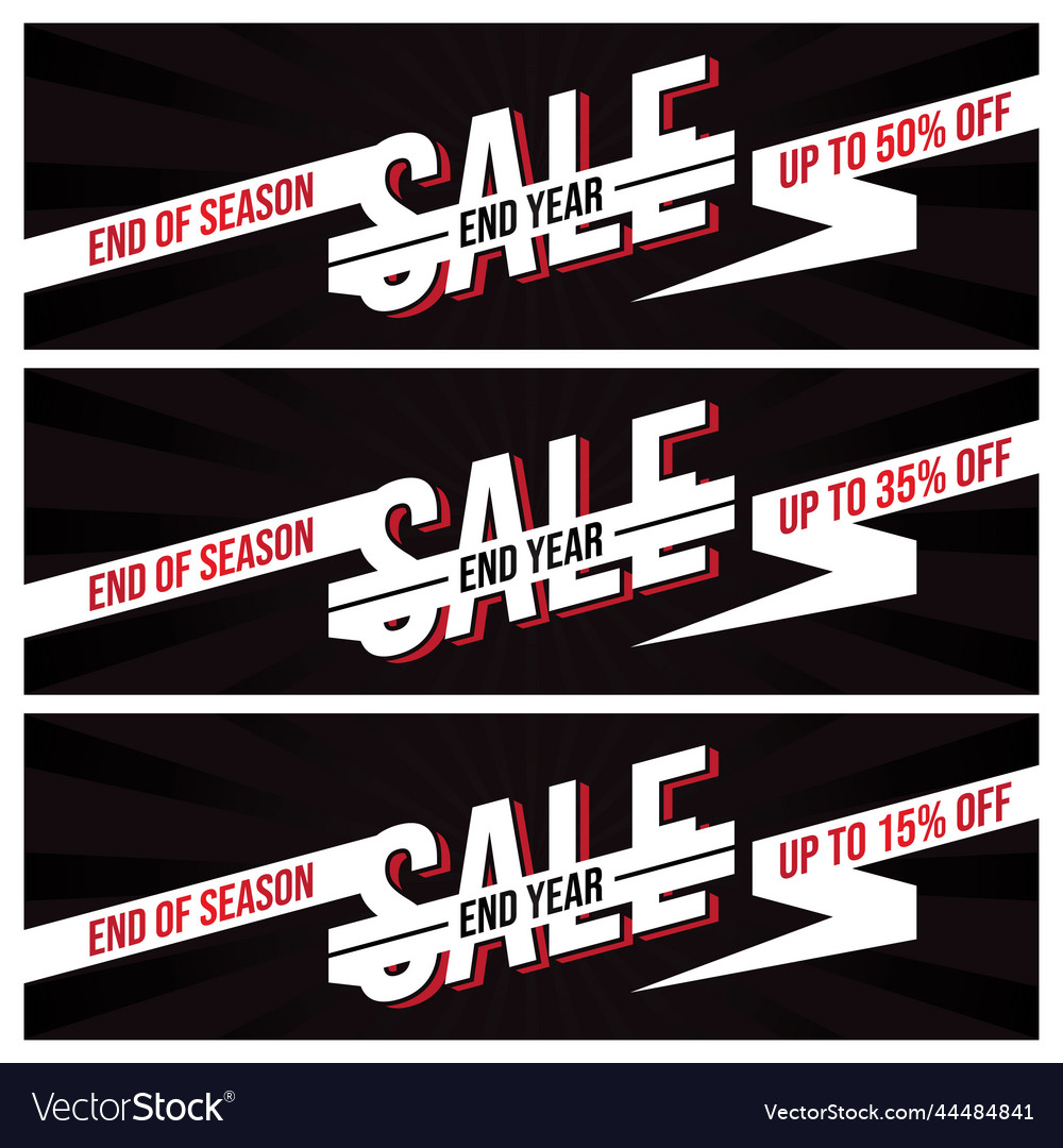 Set of end year sale banner for advertising