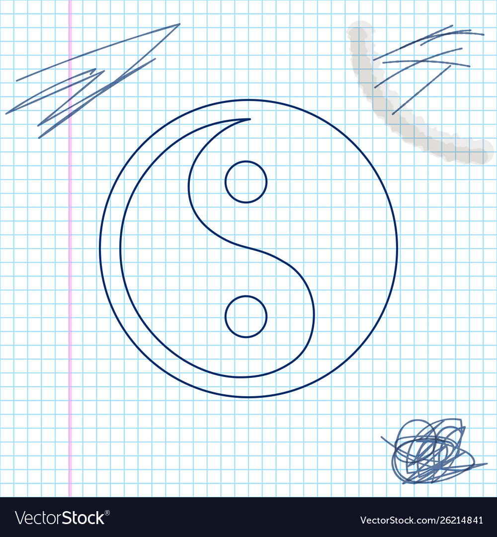 Yin yang symbol harmony and balance line sketch