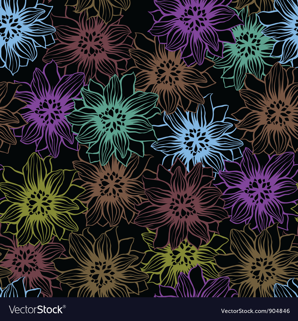 Background with hand drawn flowers seamless Vector Image