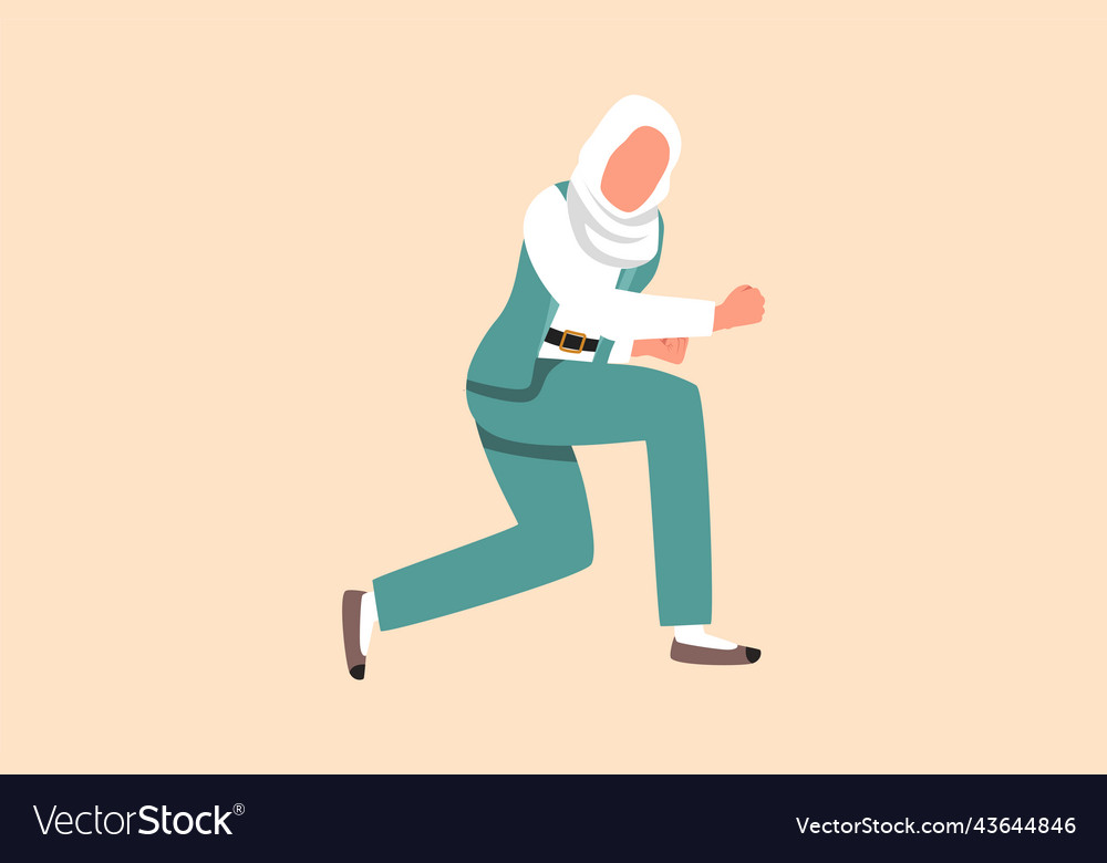 Business flat cartoon style drawing happy arab