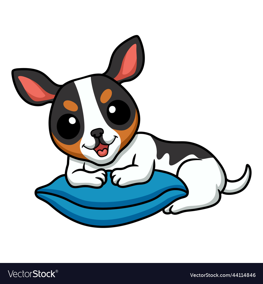 Süße Ratte terrier Hund Cartoon auf dem Kissen