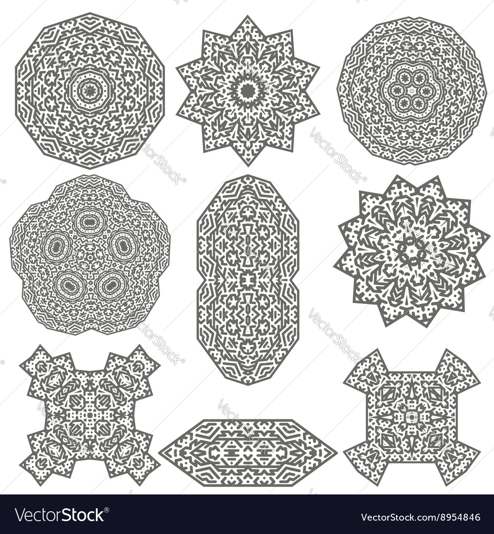 Different geometric ornaments set isolated