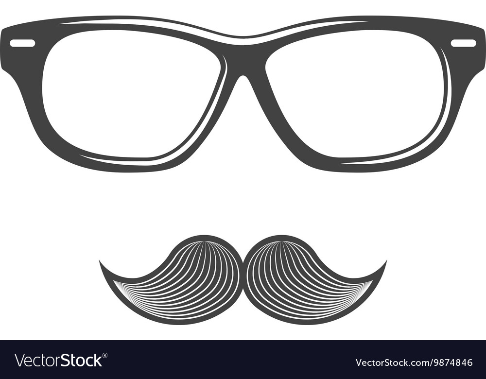 Glasses and moustache black icon logo element flat