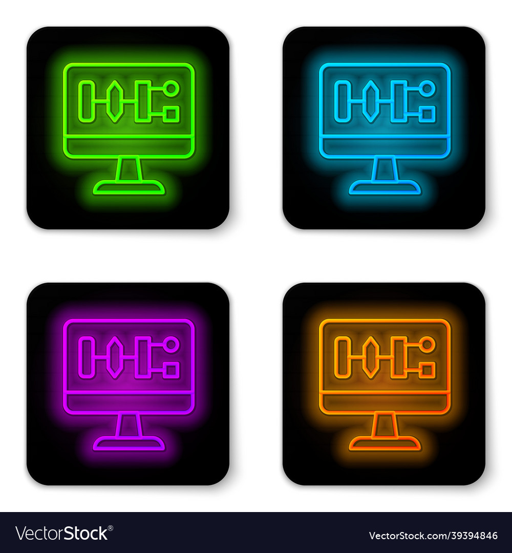 Glowing neon line algorithm icon isolated on white vector image Glowing neon line algorithm icon isolated on white