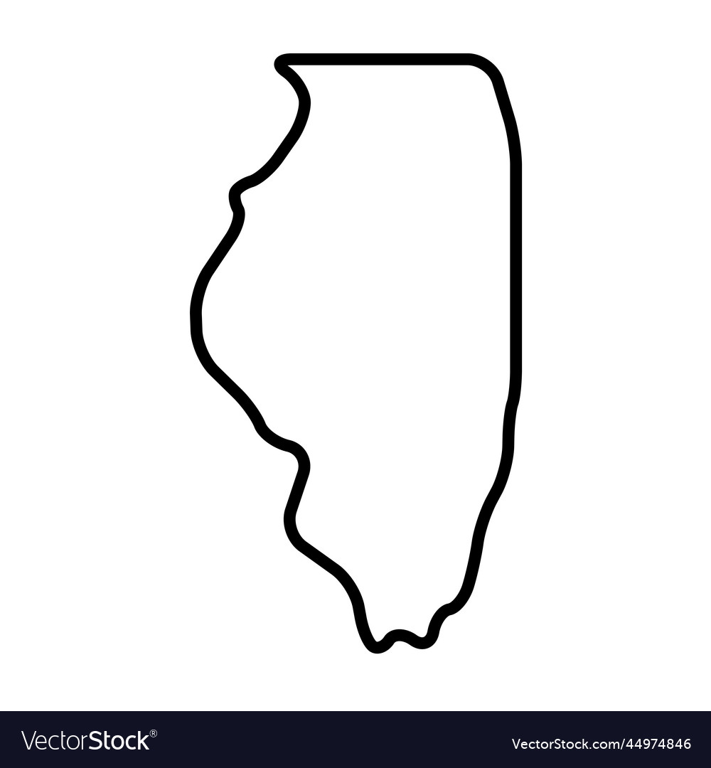 Illinois black outline map state of usa Royalty Free Vector