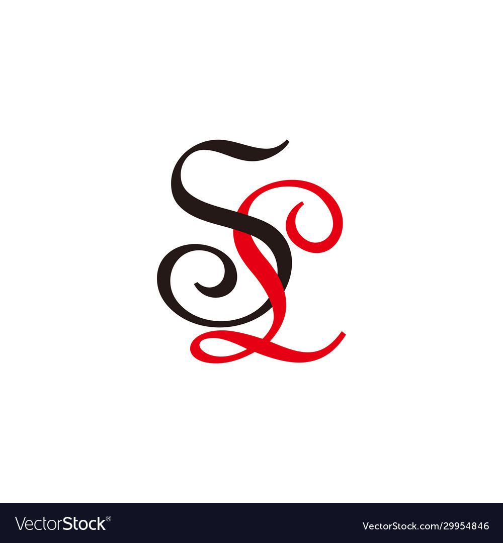 Letter sl symbol curves ribbon colorful logo Vector Image