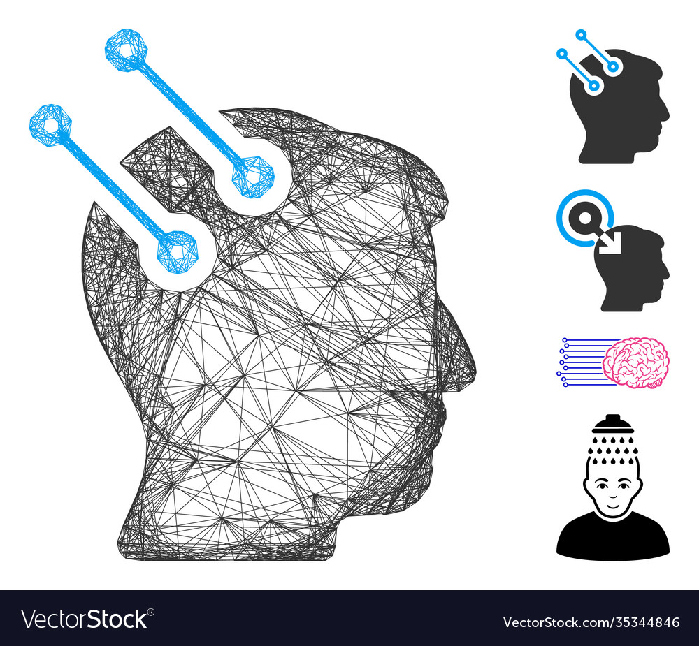 Net neural interface connectors mesh vector image Net neural interface connectors mesh