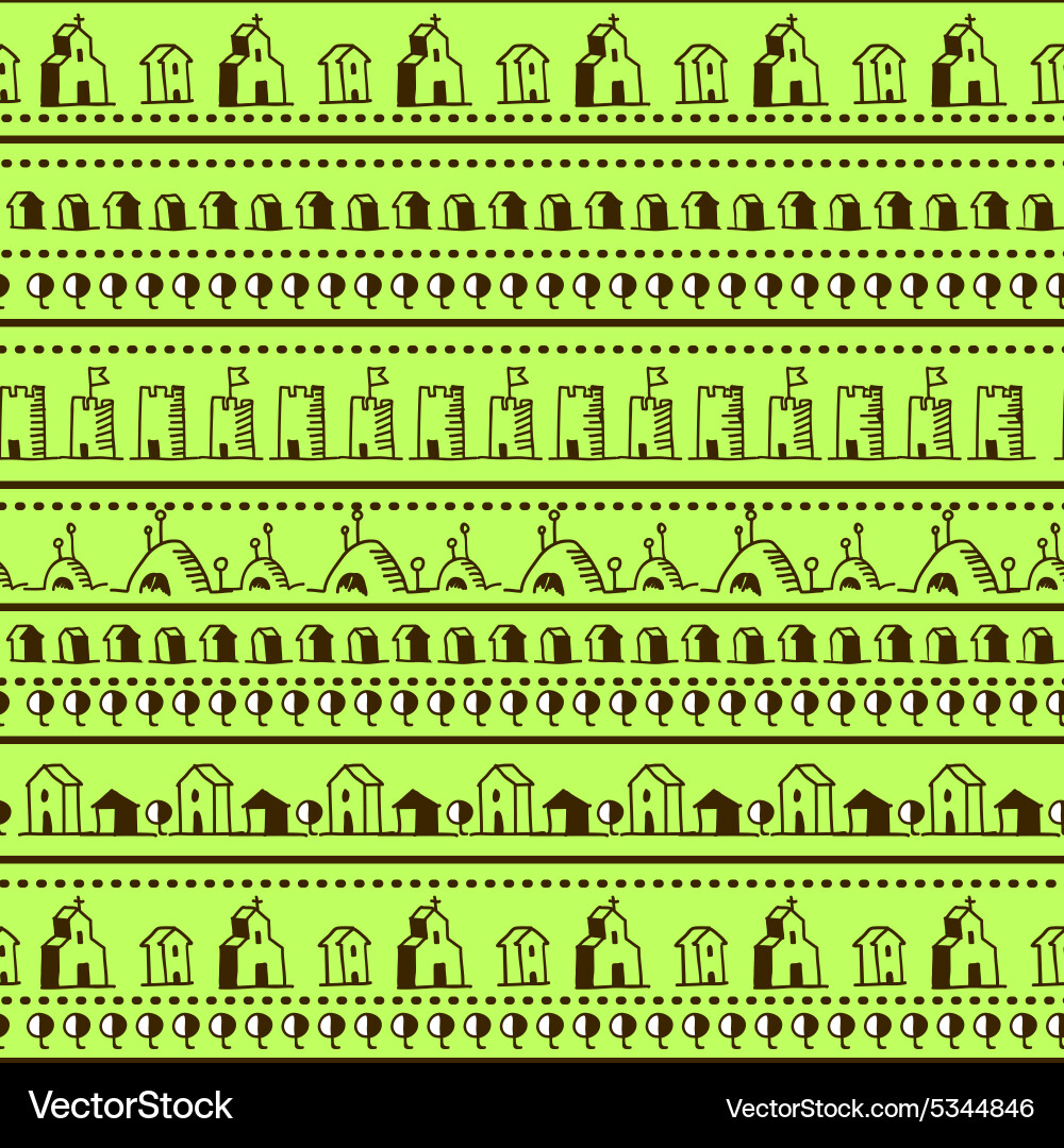 Seamless pattern with houses Royalty Free Vector Image