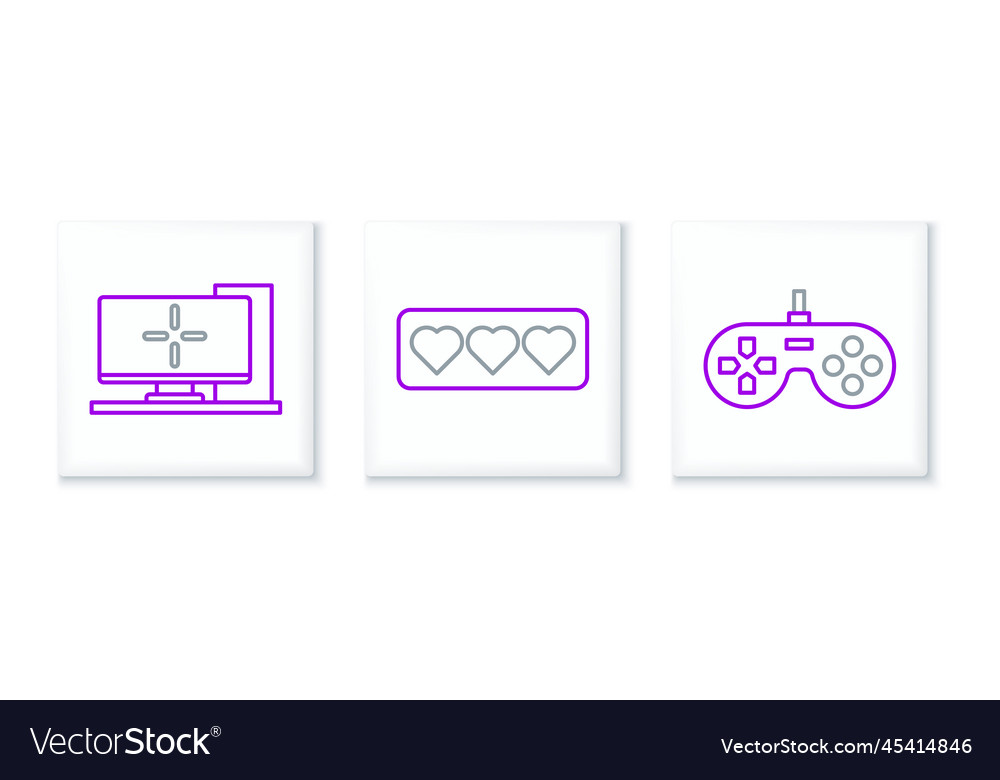 Set line gamepad computer monitor and like vector image Set line gamepad computer monitor and like