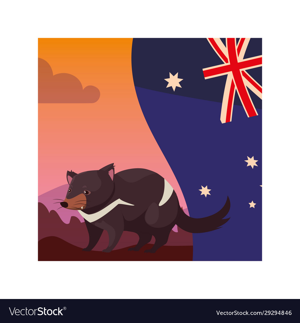 Tasmanian devil with australia flag