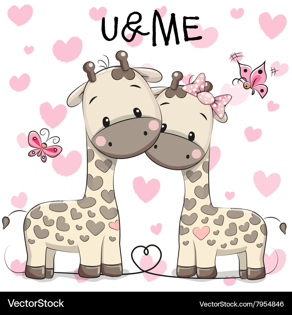 Two cute giraffes Royalty Free Vector Image - VectorStock