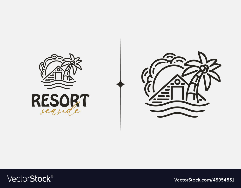 Beach resort palm tree monoline universal Vector Image