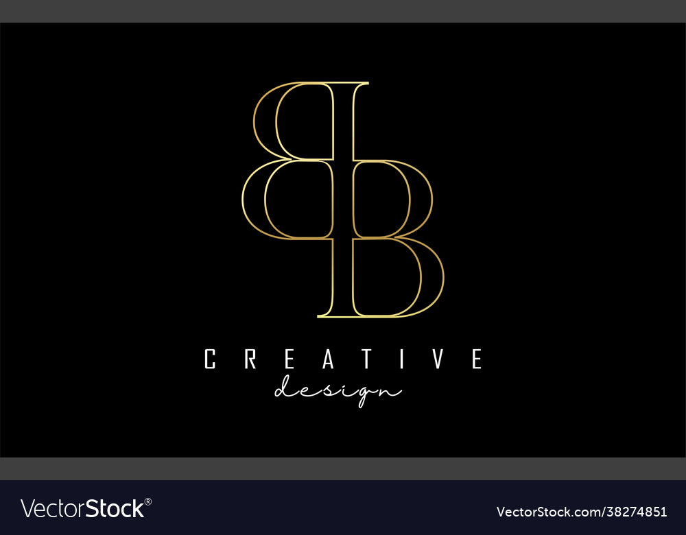 Golden bb b letters logo concept with serif font vector image Golden bb b letters logo concept with serif font