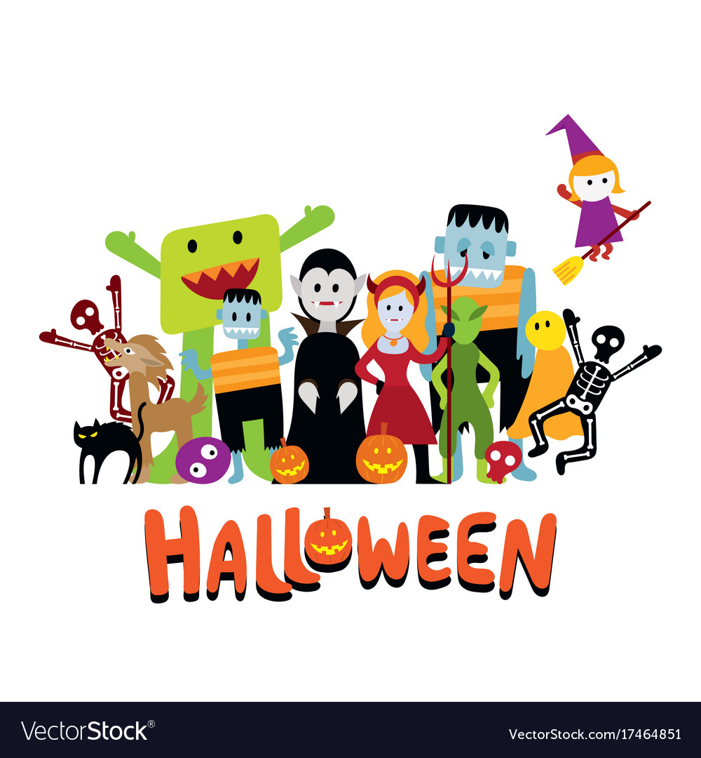 group-of-halloween-monster-characters-royalty-free-vector