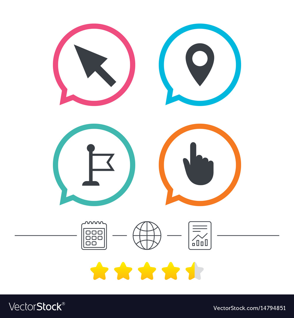 Mouse cursor icon hand or flag pointer symbols