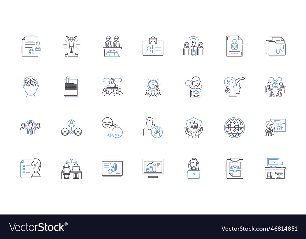 Operational management line icons collection Vector Image