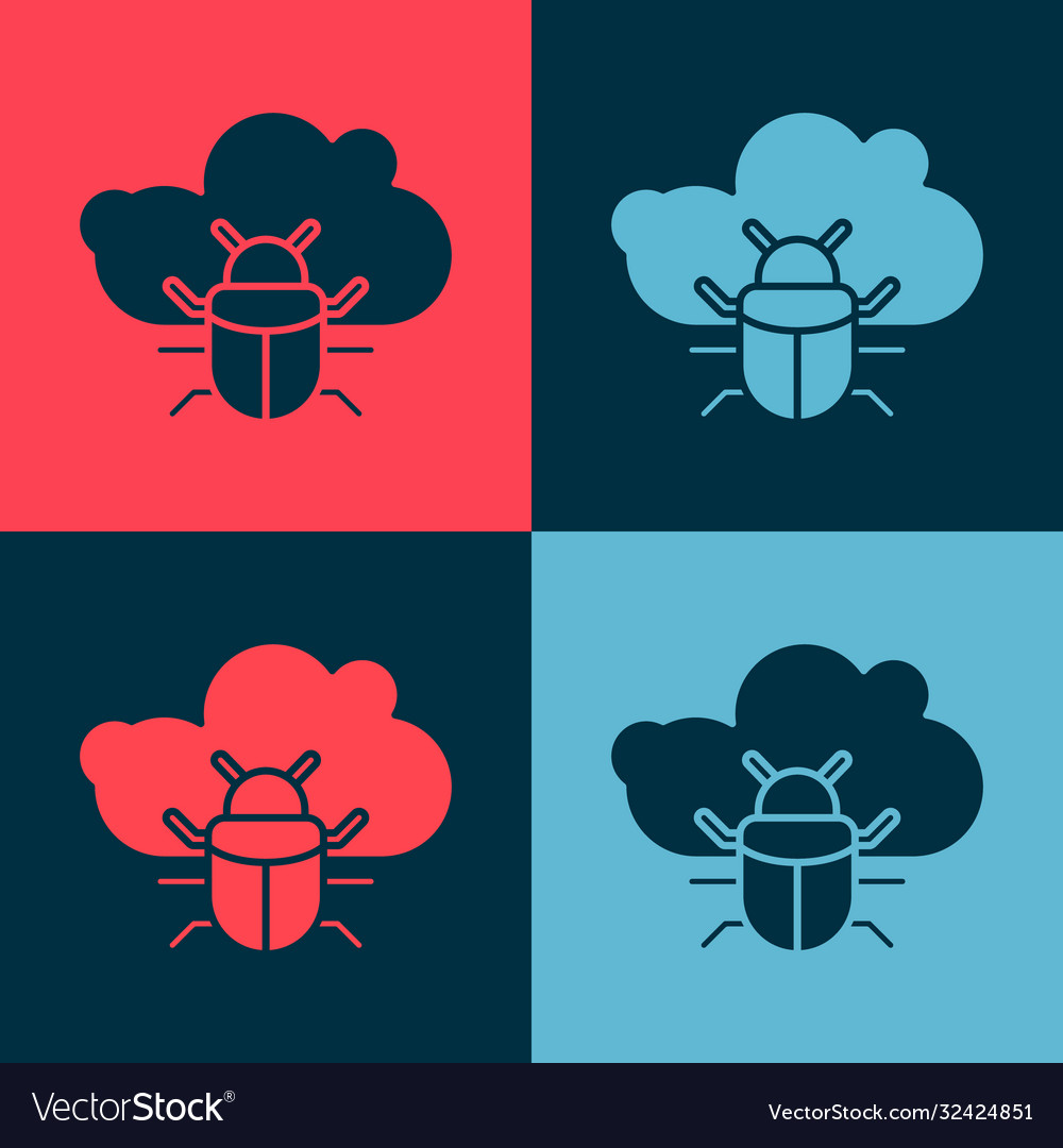 Pop art system bug on a cloud icon isolated vector image Pop art system bug on a cloud icon isolated