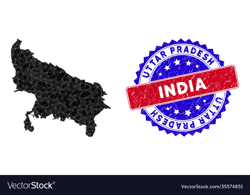 Uttar pradesh state map polygonal mesh