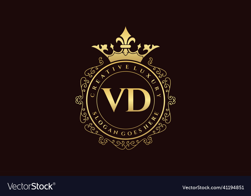 Vd initial letter luxury calligraphic feminine Vector Image