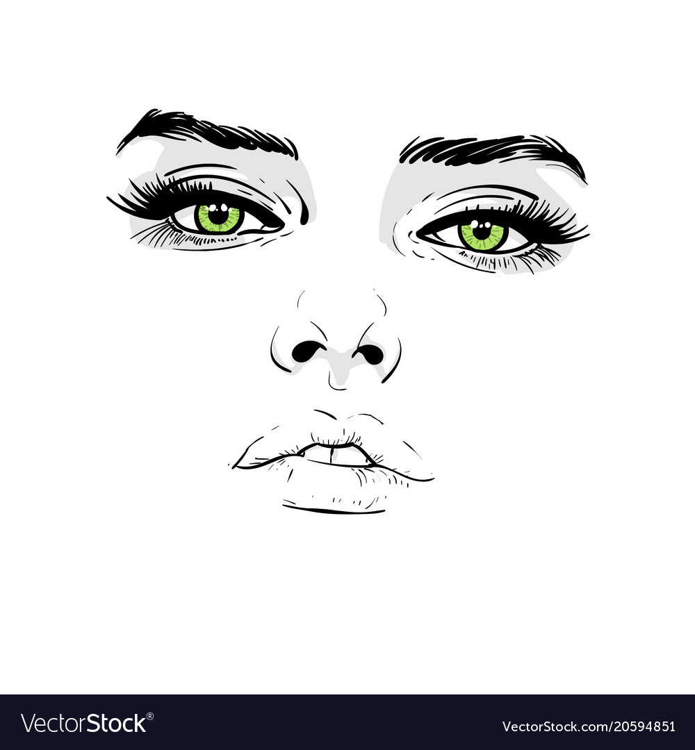 Woman face portrait outlines digital sketch Vector Image