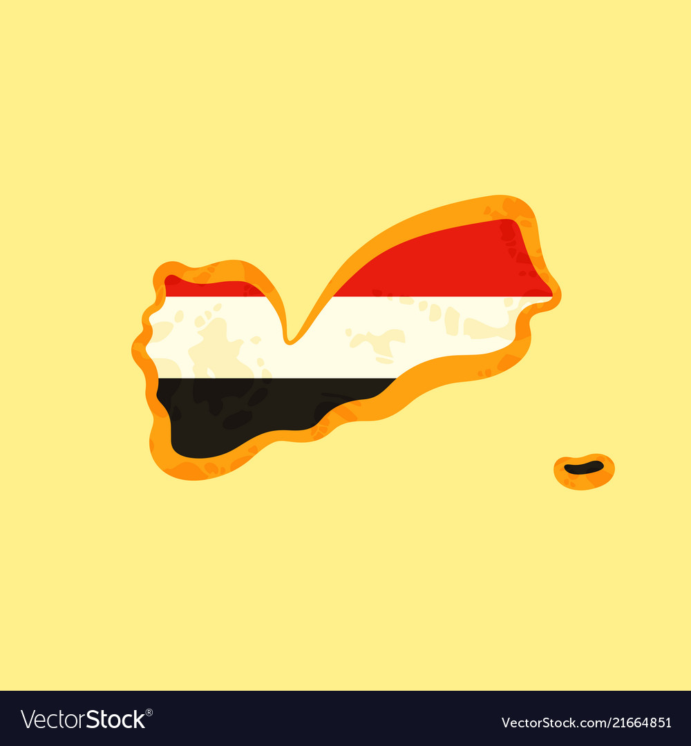 Yemen - map colored with yemeni flag