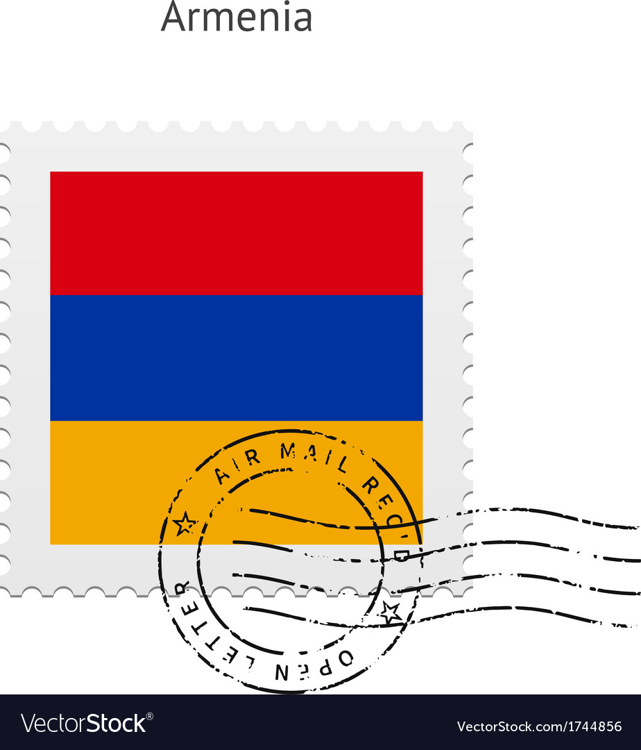 Armenia flag postage stamp Royalty Free Vector Image