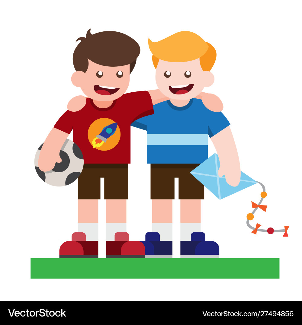 Best friend happy kids flat Royalty Free Vector Image