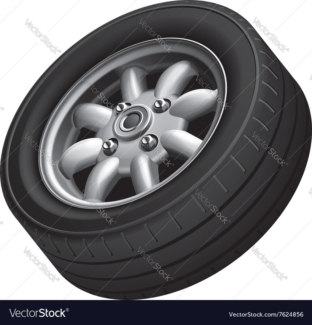 Compact cars wheel Royalty Free Vector Image - VectorStock