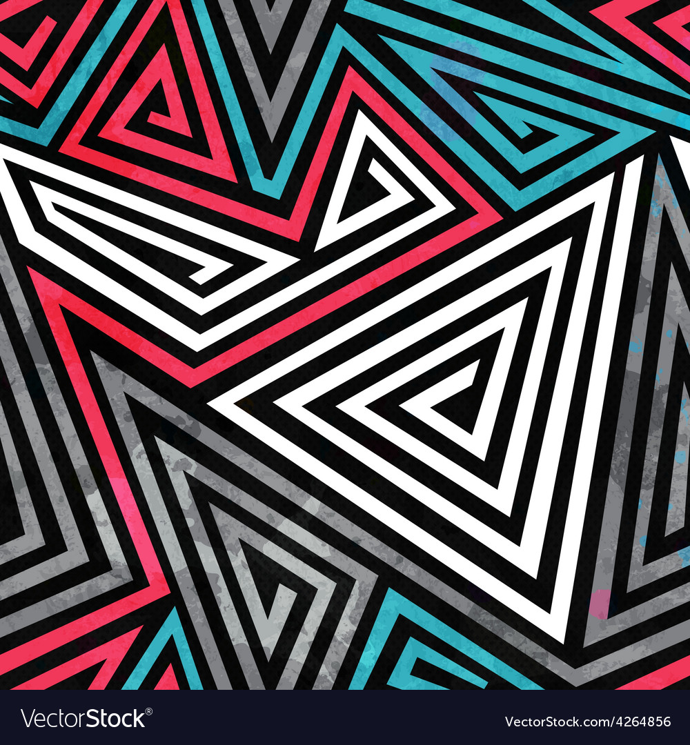 Grunge triangle spirals seamless pattern Vector Image